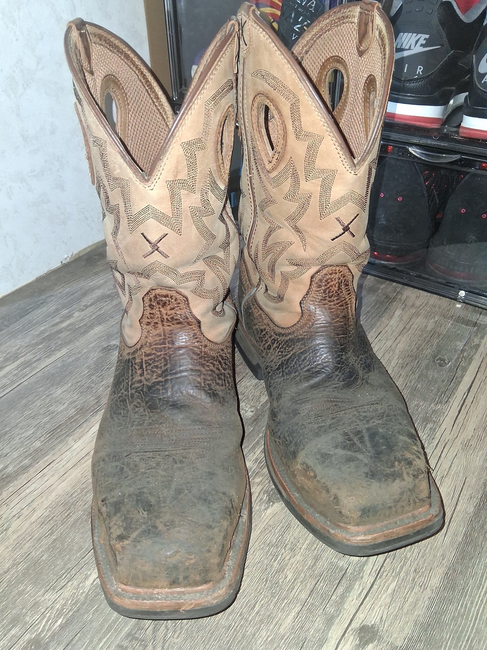 Twisted X Brown Leather Cowboy Boots with Embroidered Shaft